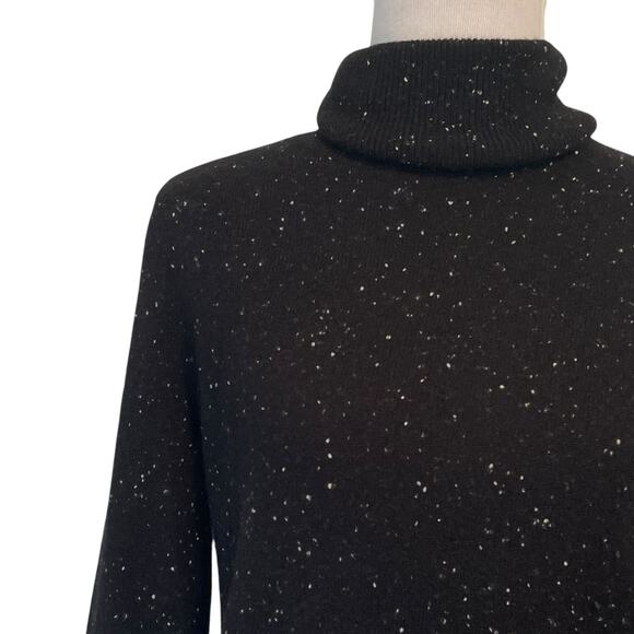 Bloomingdale's Cashmere Speckled Sweater Womens Small Black Turtle Neck Pullover - Picture 2 of 7
